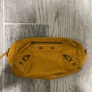 Balenciaga makeup bag mustard yellow